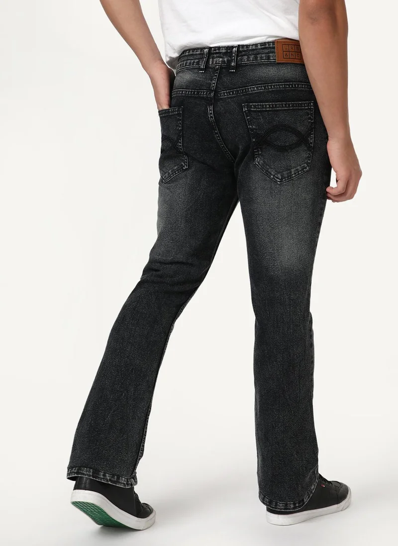 Urbano Fashion  Urbano Fashion Men's Black Bootcut Fit Mid Rise Tinted Heavy Washed Jeans Stretchable for Men | Best Price UAE